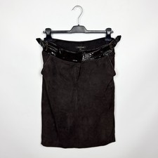 Roberto Cavalli 2005 Pencil Skirt Leather Suede Brown Womens Y2K VTG Archive 42