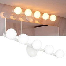 5 Light Bathroom Vanity Light, 31" Modern White Vanity Lights with Globe Wate...