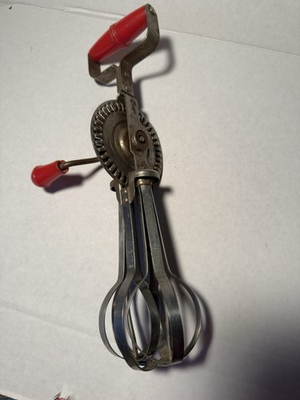 #ad Vintage quot;Blue Whirlquot; Stainless Steel Manual Hand Crank Mixer Egg Beater Blender $10.00