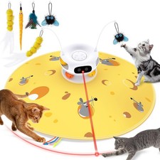 Interactive Cat Toys for Indoor Cats, 5 in 1 Rechargeable Automatic Cat Toy w...