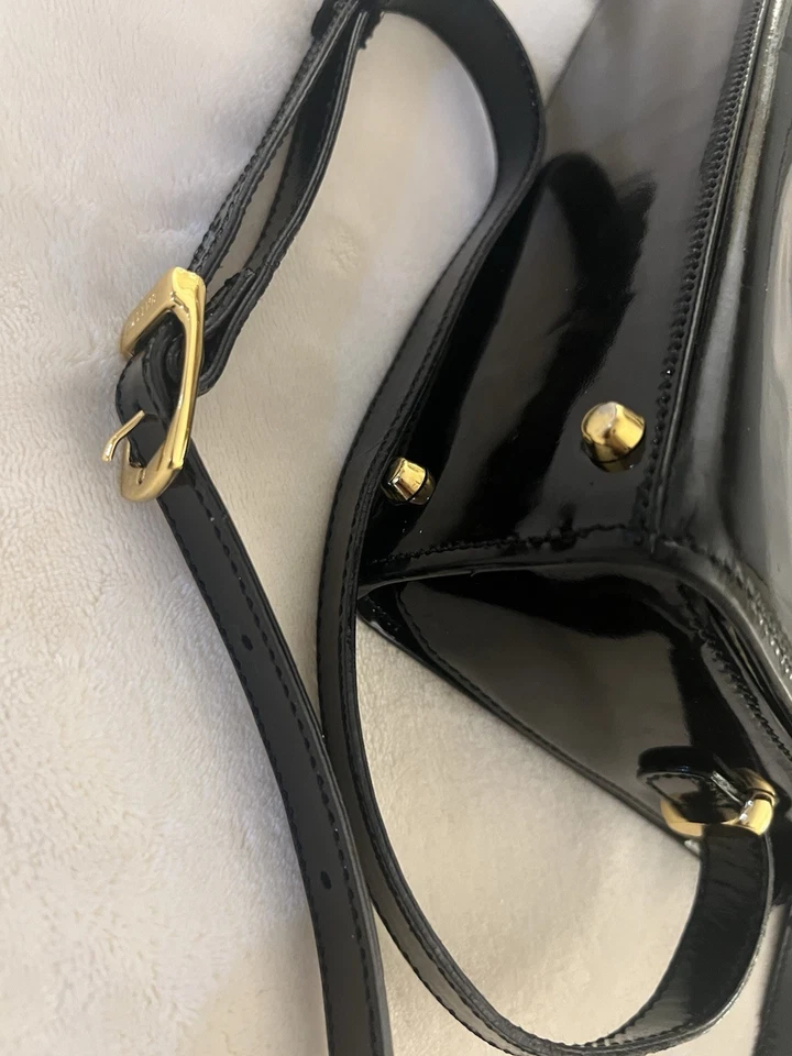 BALLY Black Patent Leather /Gold Hardware/ Crossbody Bag Classic Logo - Image 3 of 4