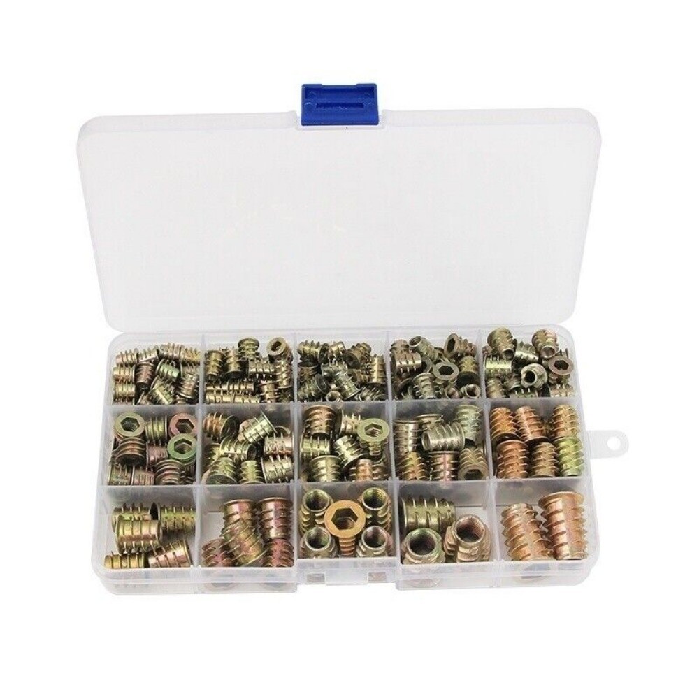 230Pcs THREADED HEX DRIVE INSERT FIXING WOOD SCREW INSERTS NUTS M4/M5/M6M8/M10
