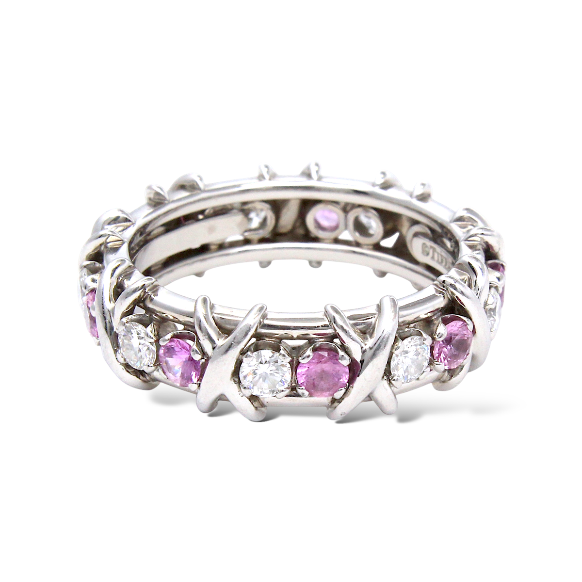TIFFANY AND CO Diamond Pink Sapphire Schlumberger Platinum