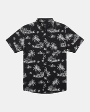 RVCA Boy's S/S Button Shirt JEAN PROWLER - Black - Large/14  NWT - LAST ONE LEFT