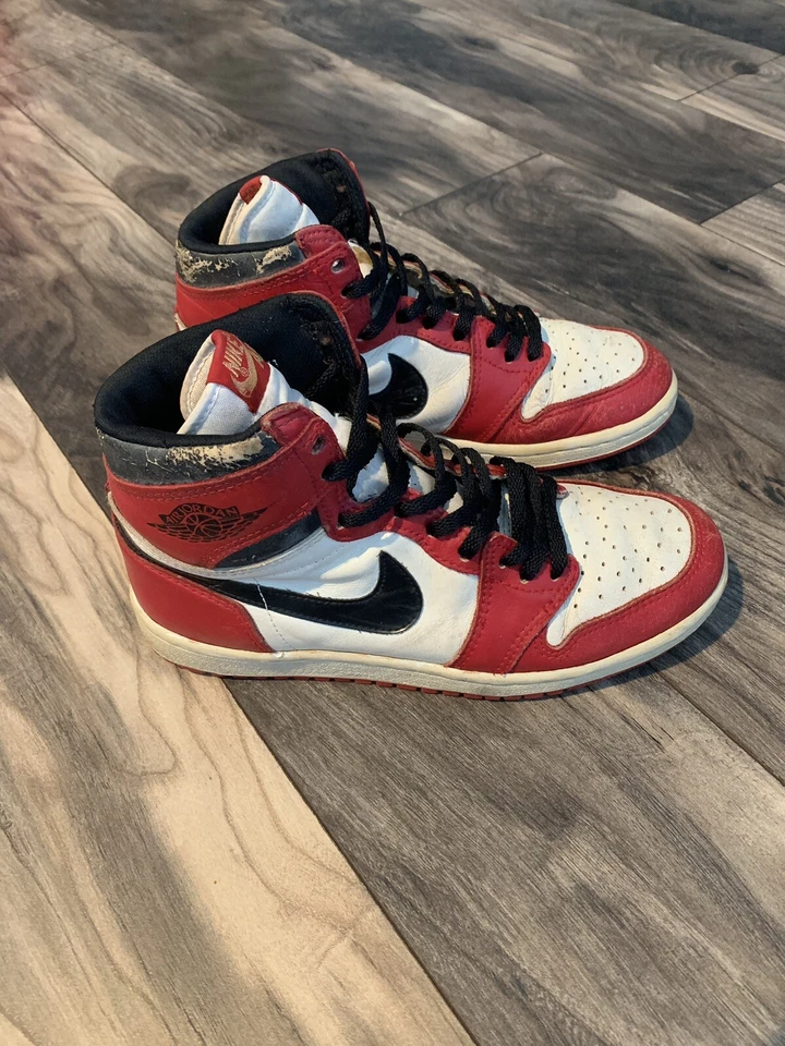 Air Jordan Retro 1 I Chicago Bred Royal OG 1985 muestra original último baile 1994 Foto 2 de 4