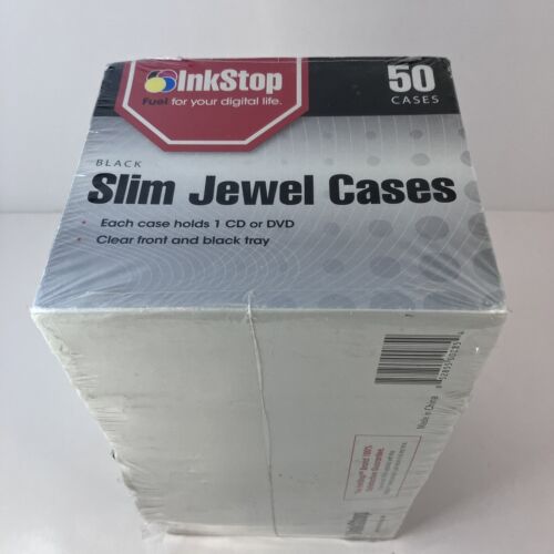 InkStop Slim CD Jewel Cases 50 Pack CD DVD Video Game - NEW - Picture 1 of 7