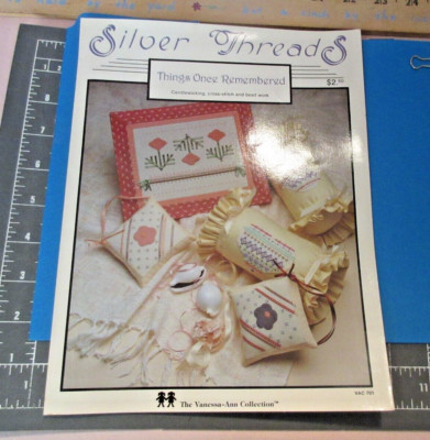 VTG. 1983 SILVER THREADS Tri-fold PB Cross-stitch+Book~''Things Once Remembered''