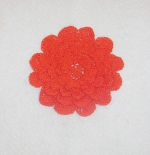 Crocheted Orange 5-Layered Mum Flower Applique Large Quilting Sewing