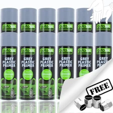 12 x Autotek GREY PLASTIC PRIMER Spray Paint Cans Professional Bodyshop +G+CP