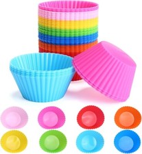 12 Silicone Cake Muffin Cupcake Liners - Baking Cups  Chocolate Cookie Molds