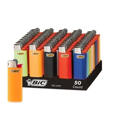 BIC Mini Lighters Classic Full Size Disposable Lighters With Tray Assorted Color