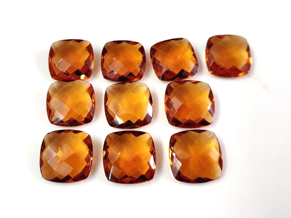 Hydro Citrine Cushion Checker Cut Gemstone Lot, Size 18.50mm Cushion - Image 2 of 4