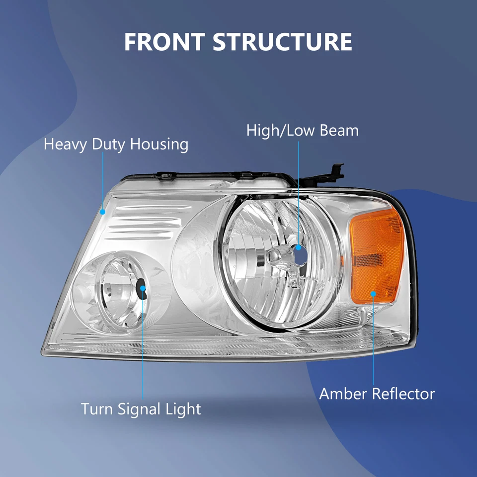 Conjunto de faros de carcasa cromada para Ford F-150 2004-2008 Foto 2 de 4