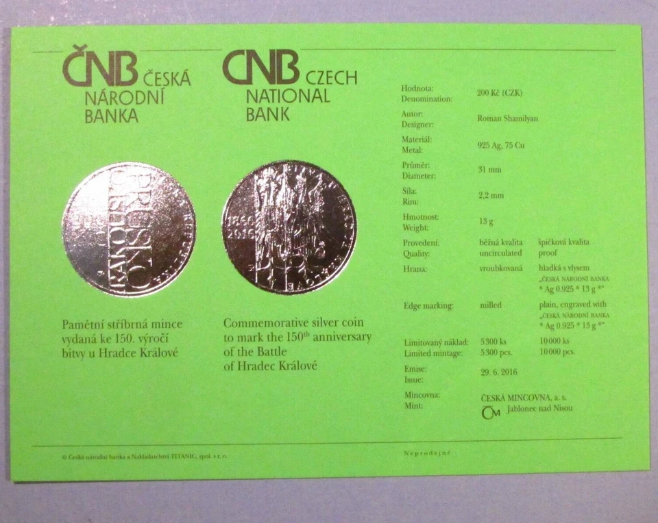 2016 Czech Rep 200 Korun Silver PROOF Coin Battle Hradec Kralove Koniggratz - Image 4 of 4