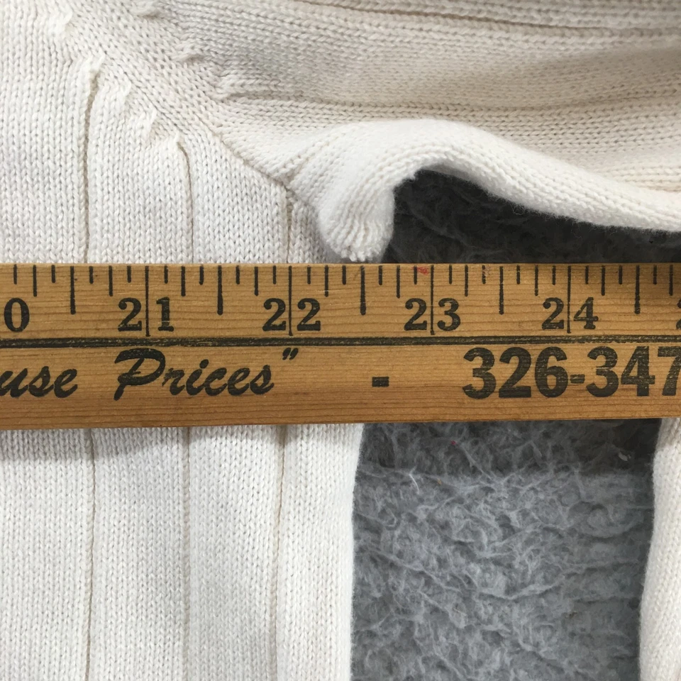Merona Pullover Sweater Womens Large Cream White Ribbed Knitted Cotton NEW - Image 4 of 4