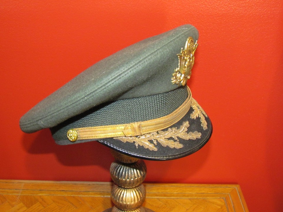 US Army Officer Military Visor Hat Cap Bancroft NAMED LTC WWII Vet Bronze Star V eBay