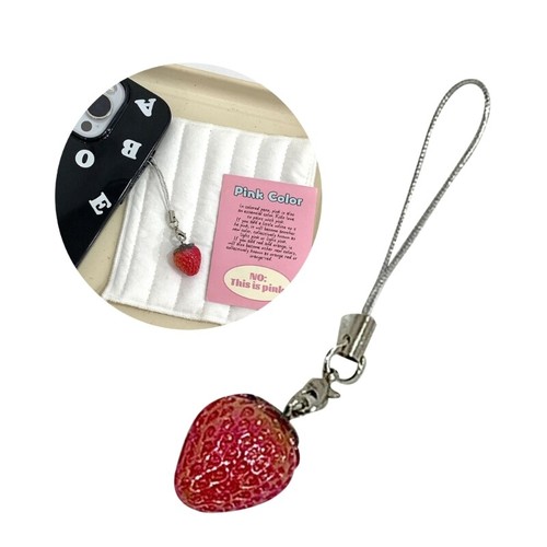 Beautiful Strawberry Pendant for Cellphones and Key Rings Phone Straps Keychain - Zdjęcie 3 z 8