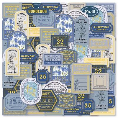 40 Stück Blau Retro Etikett Aufkleber Foliert Washi Tagebuch Sammelalbum Zum Selbermachen Basteln