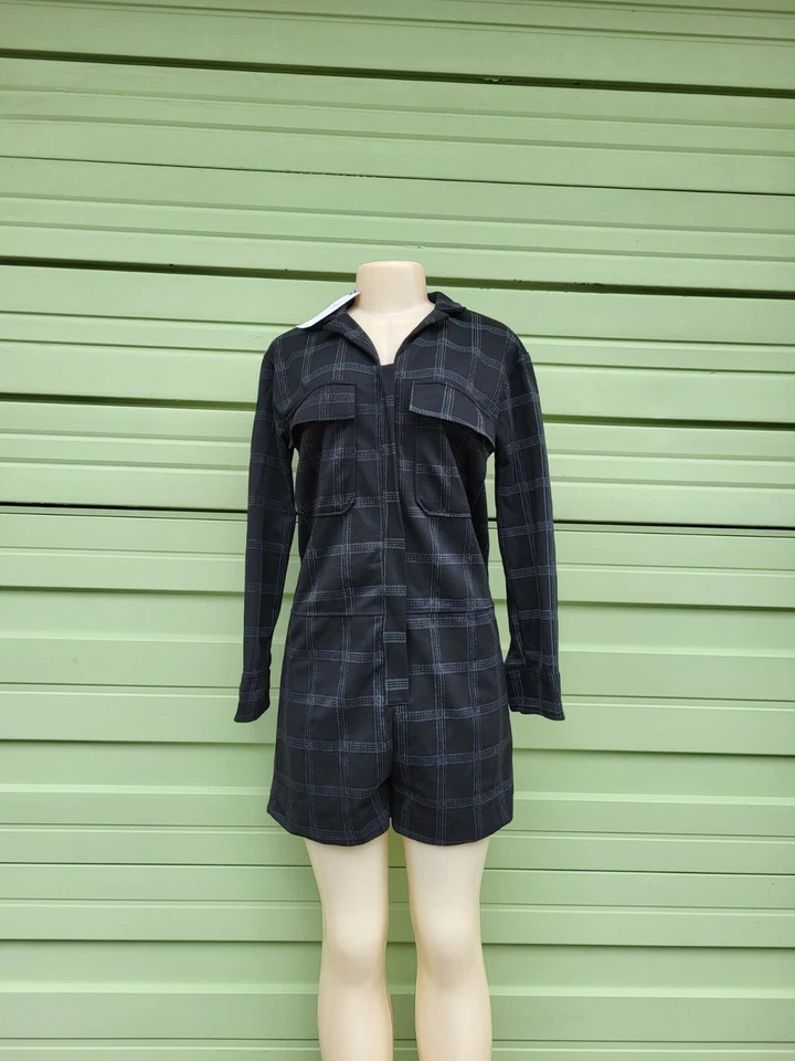 ZARA 女式黑色圆形格子连身裤迷你 M 码 4770 468 800 #3691 — 第 3/4 张图片