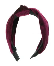 Womens Maroon Crushed Velvet Headband