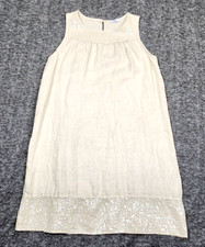 Blu Orchid Mini Dress Womans Medium Linen Top Shift Sequin Gauze Cottage Italian