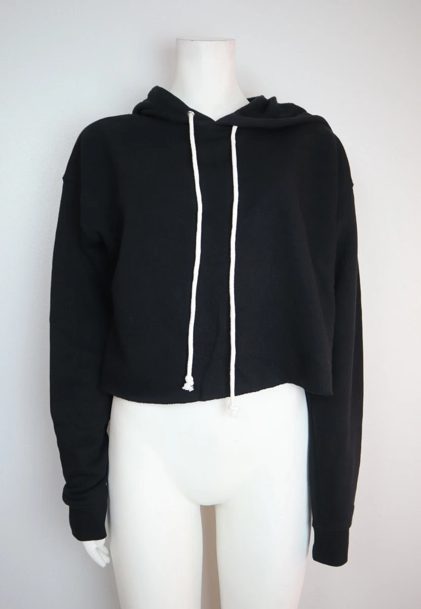 WILD FABLE WOMEN S BLACK CROPPED HOODIE SWEATSHIRT SIZE M