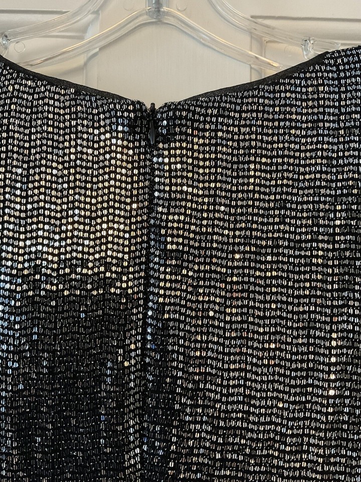 Lulus Jolie Sequin ThreeQuarter Sleeve Bodycon Dress Black Mini Size M