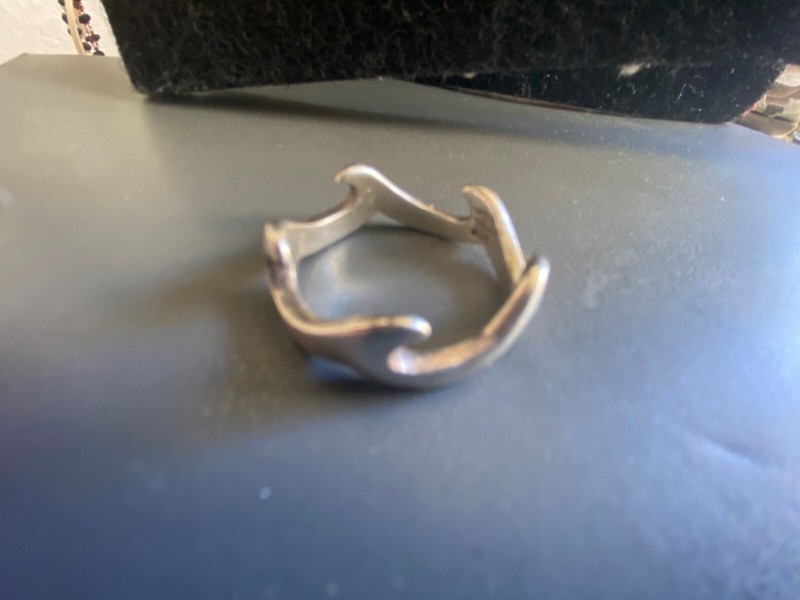 Ocean Wave Ring .925 Silver Signed Surfing Unique Outdoors Swim Free Shipping!