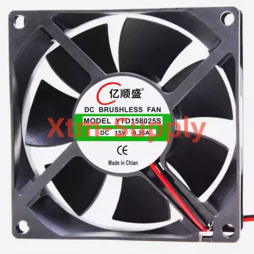 1pc new 80mm 15V Fan 8cm For YTD158025S DC15V 0.35A 2pin 80x80x25mm Cooling Fan