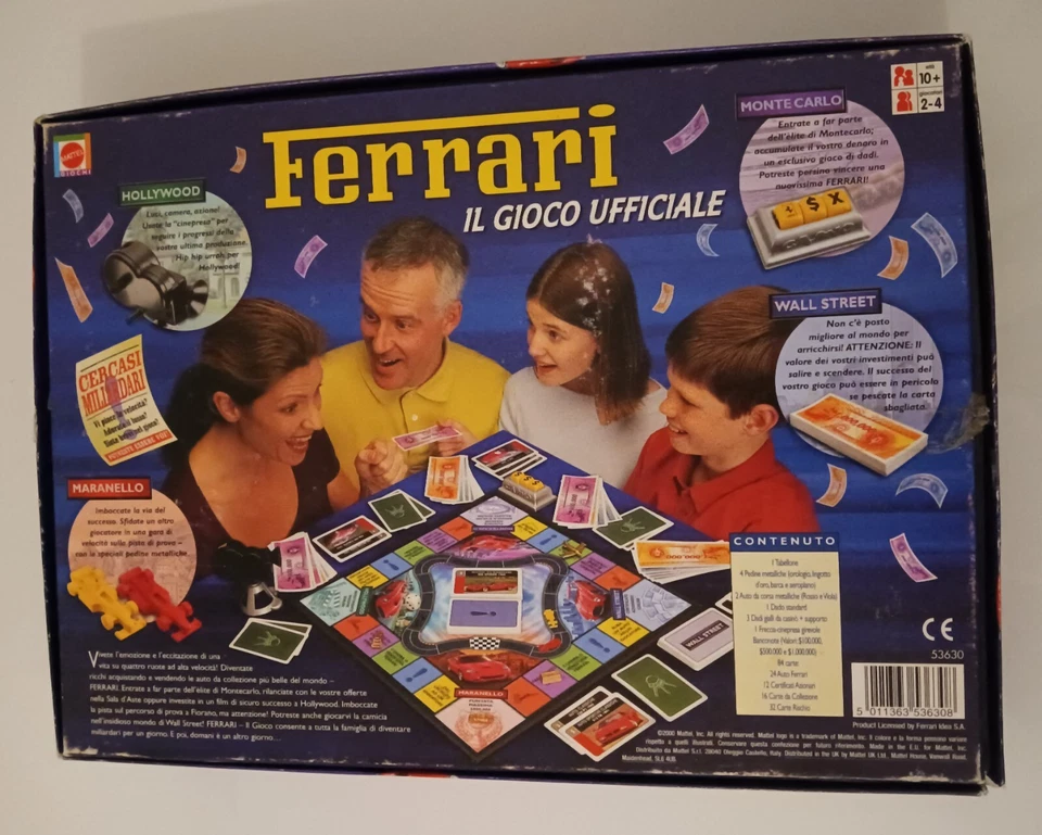 Ferrari il gioco ufficiale Mattel 2000 di società in scatola NO Monopoli Game - Immagine 2 di 4