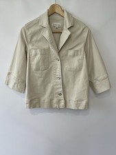 Marla Wynne Denim Jacket Size Xs Neutral Beige Stone Colour Pleat Back