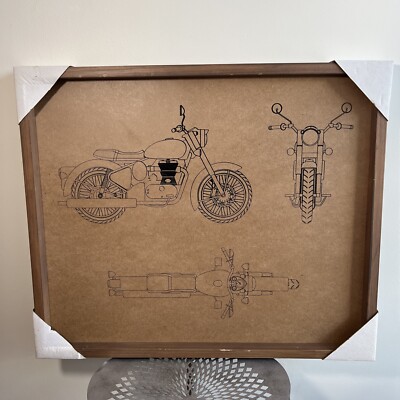 Motorcycle Rendering Framed Particle Board Wall Art Framed Man Cave READ!