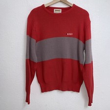 Vintage Michelob Gray Striped Red Knit Sweater Long Sleeve USA Made Size Medium