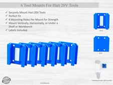 6 Pack - Tool Mounts/Hangers/Holders/Brackets for Hart 20V Cordless Tools