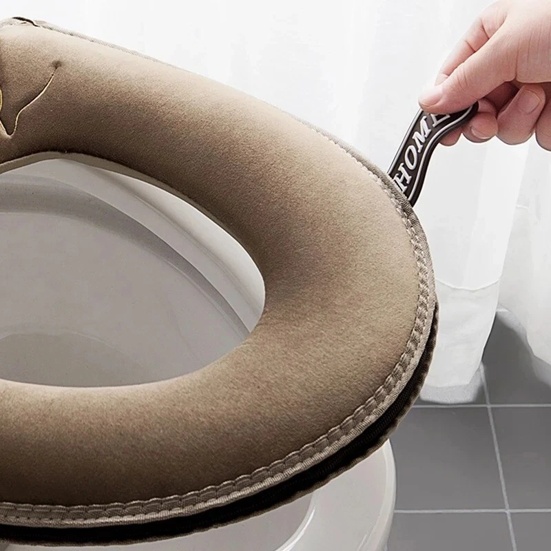 Toilet Seat Cover Soft Thicker Warmer Stretchable Washable Cushion Mat Bathroom - Image 4 of 4