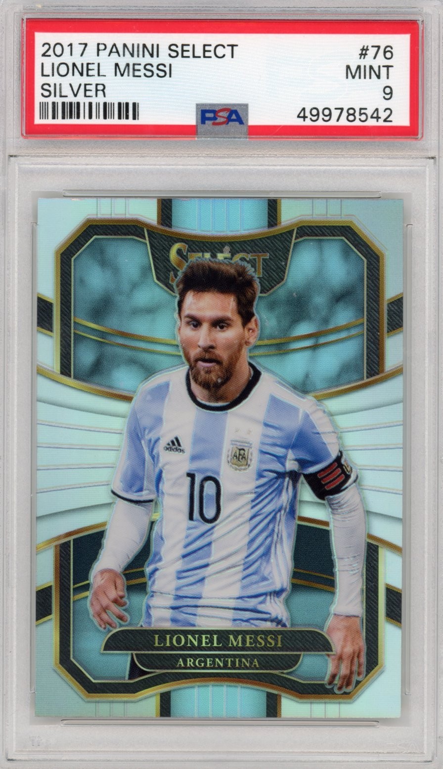 2017 Panini Select Lionel Messi #76 Silver Argentina PSA 9 Mint