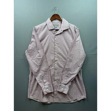Perry Ellis Premium Slim Fit Dress Shirt Mens Size 17 34/35 Geometric Pattern