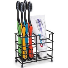 Stainless Steel Black Toothbrush and Toothpaste Holder for Bathroom Storage