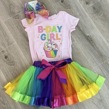 Toddler Girls Birthday Tutu Outfit Rainbow Cupcake Tutu Size 18- 24 months