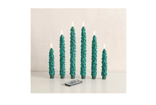 Home Reflections Set of 6 LED Wax Christmas Tree Tapers. Emerald Glitter