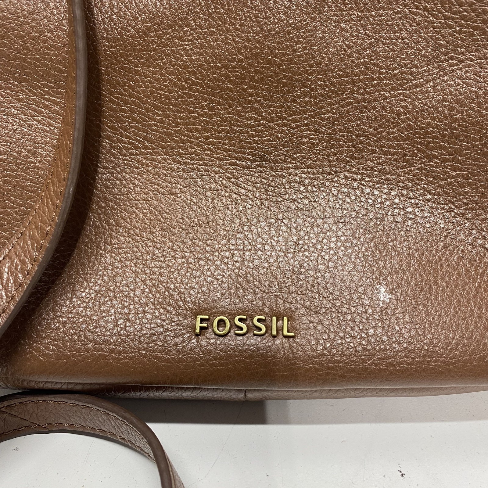 Fossil Brown Solid Leather Adjustable Crossbody P… - image 2