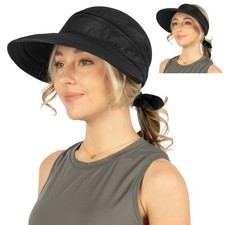 Women Sun Hat Summer Visor Wide Brim Ponytail Boonie UV Protection Beach Caps