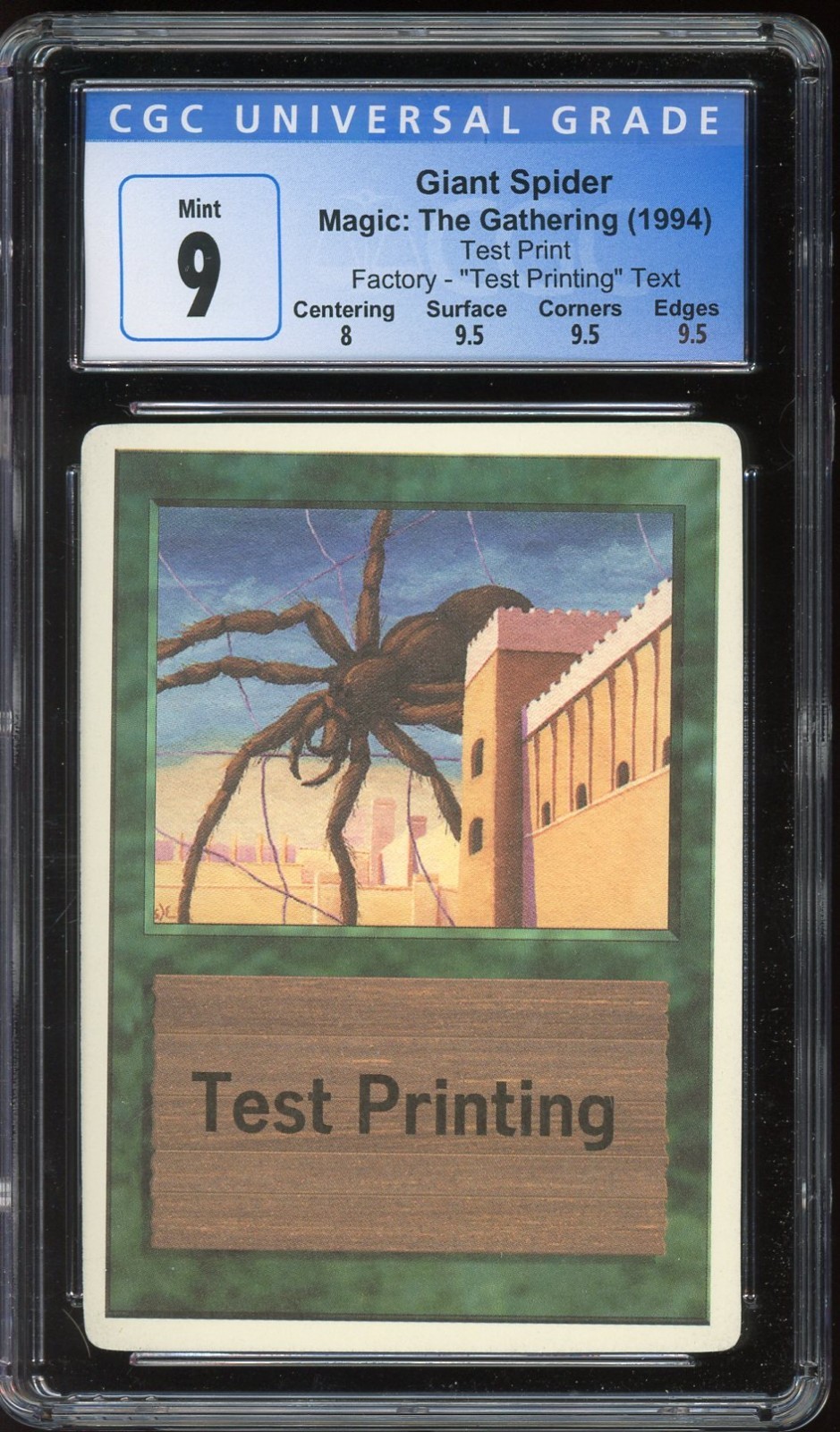 MINT CGC 9 "Test Printing" TEST PRINT Giant Spider ~ MTG/Magic ~ w/3x 9.5 SUBs