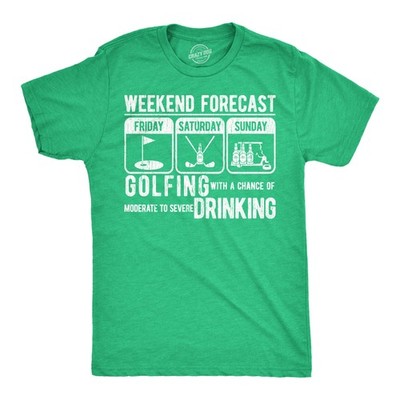 Mens Funny T Shirts Weekend Forecast Golfing With A Chance Of Moderate to Sevre
