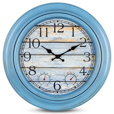   18Zoll Großer Innen/Außenwasserdichter Wanduhr mit Thermometer & Hygrometer...
