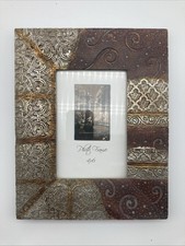 Resin Embossed Photo Picture Frame Fits 4  X 6  Intricate Boho Style Gold/Brown