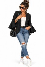 The Limited Black Open Front Blazer EUC Chic Workwear Bell Sleeve Jacket Sz 8