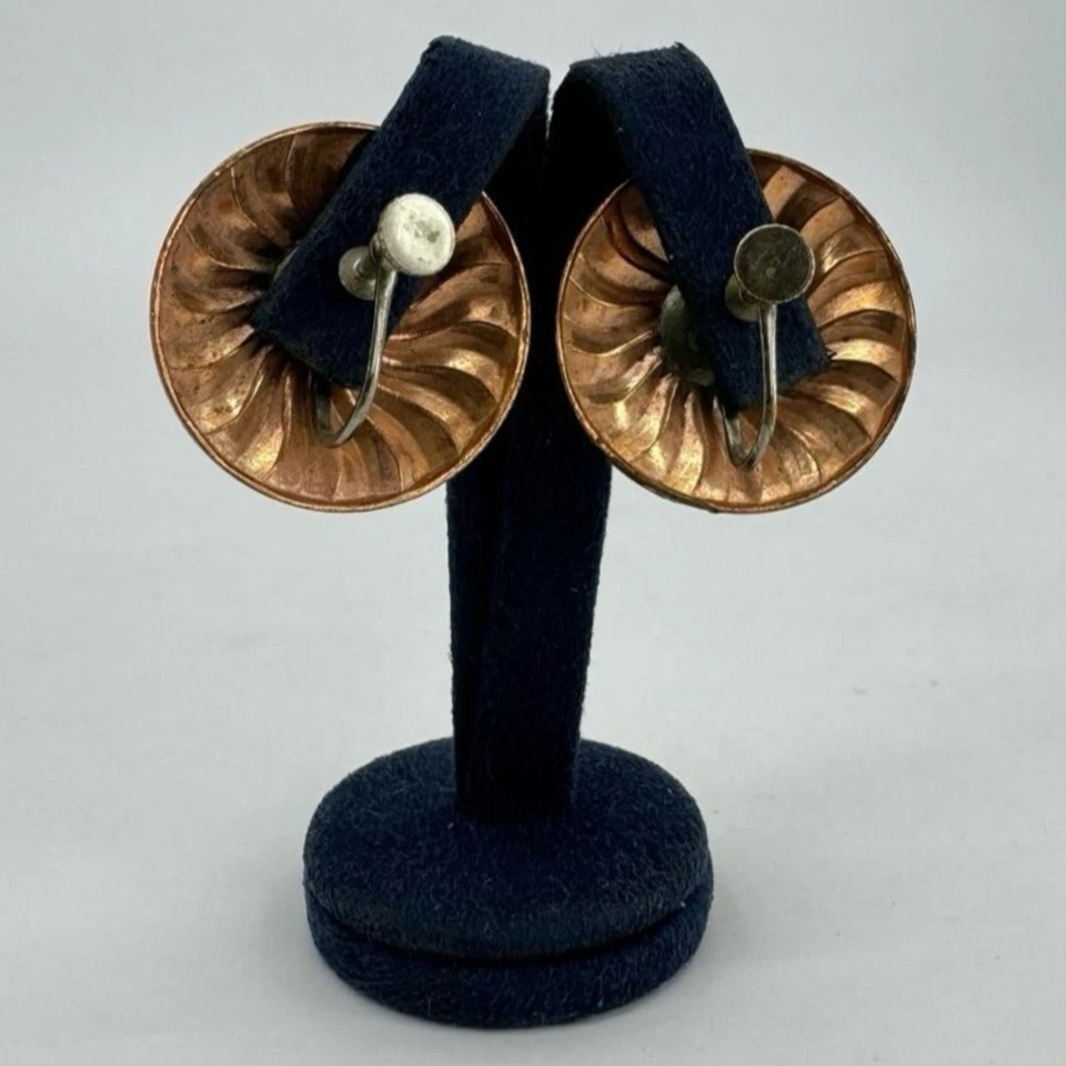 Pendientes vintage de cobre con tornillo trasero Foto 2 de 2