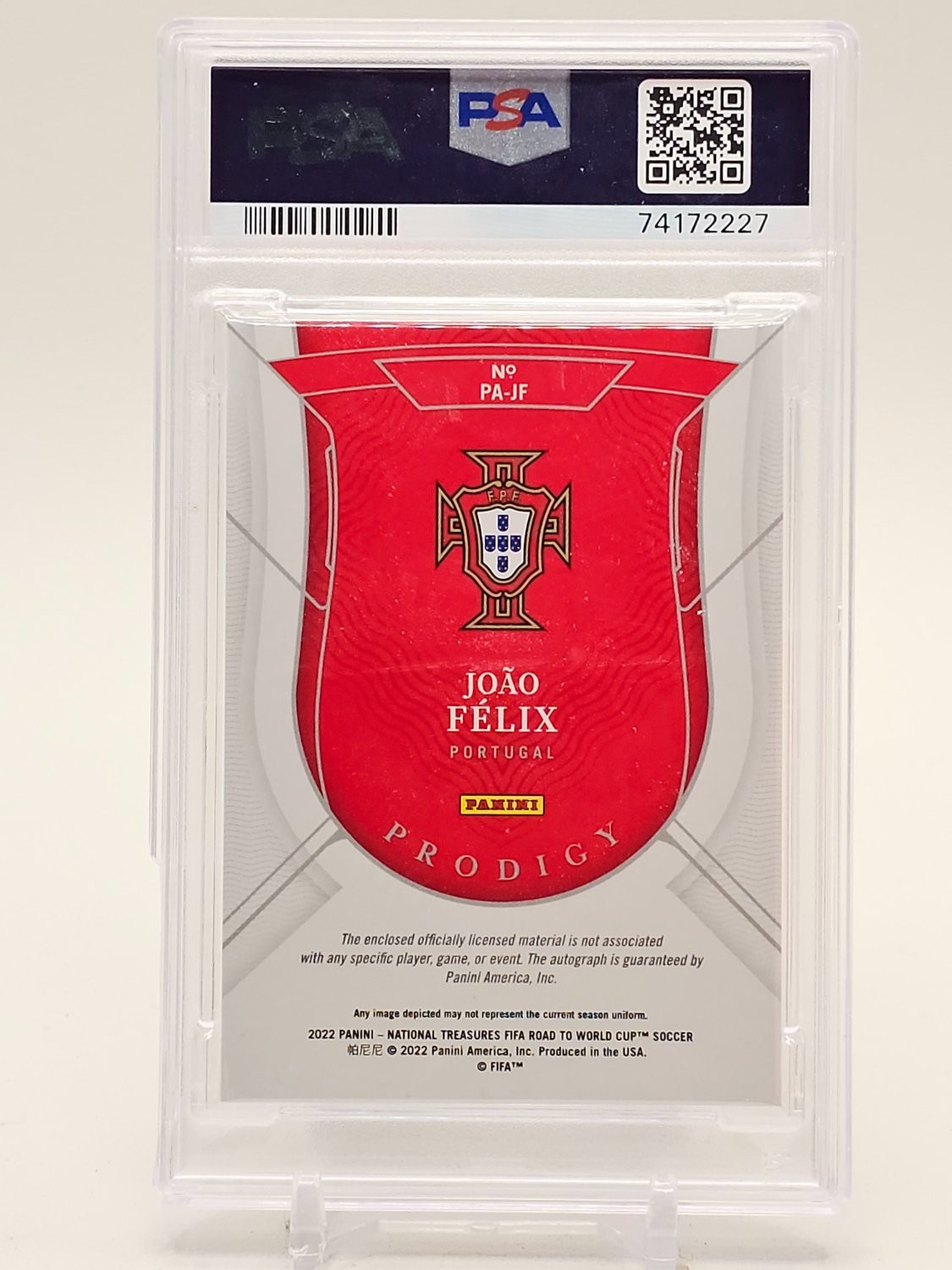 JOAO FELIX 2022-23 NATIONAL TREASURES WORLD CUP PLATINUM AUTO 1/1 PSA 8 Q7678 view 2