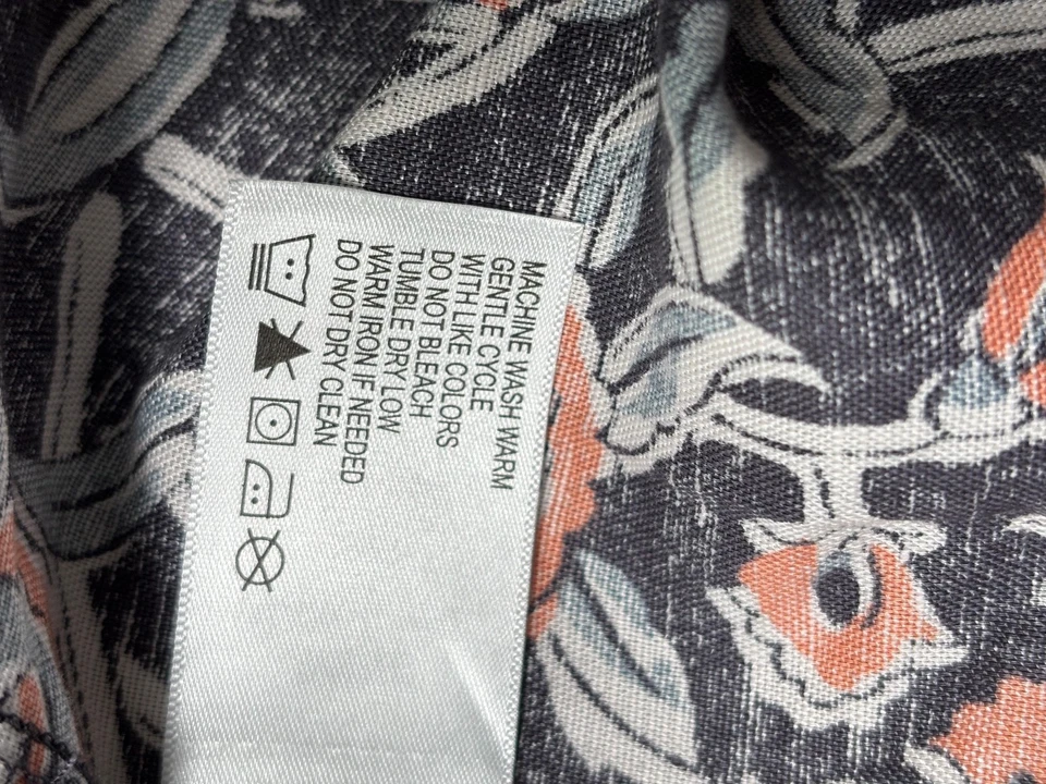 Vestido Orvis Mujer Grande Negro Coral Azul Floral Sin Mangas Lino Algodón Verano Foto 4 de 4